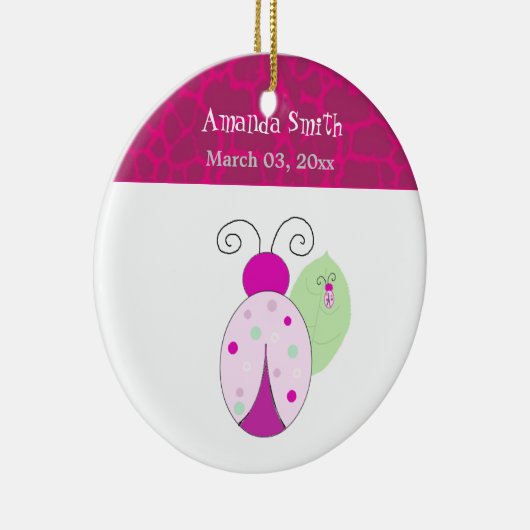 ピンクレディバグベビー初めてのクリスマス セラミックオーナメント (右)