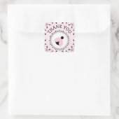 ピンクレディバグ女の子の赤ちゃんシャワーありがとうシール スクエアシール (バッグ)