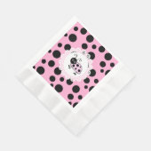 ピンクレディバグ女子のベビーシャワー 縁ありランチョンナプキン (角)
