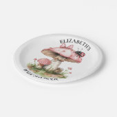 ピンクレディバグ水色ベビーシャワー ペーパープレート (アングル)