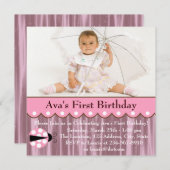 ピンクレディバグ誕生日パーティー 招待状 (正面/裏面)