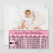 ピンクレディバグ誕生日パーティー 招待状 (正面)