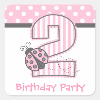 ピンクレディバグ2回目の誕生日 スクエアシール
