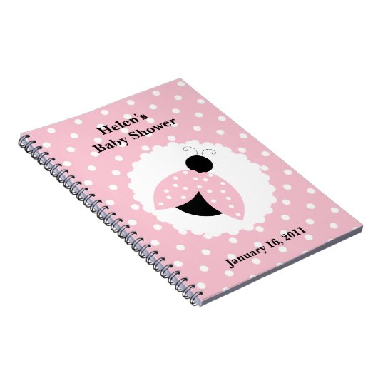 ピンクレディバグ&水玉模様ベビーシャワーノートブック ノートブック (右側)