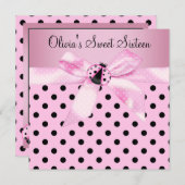 ピンクレディバグSweet sixteen誕生会 招待状 (正面/裏面)