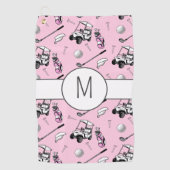 ピンクレディーゴルファースタイリッシュモダンカスタムのイニシャル ゴルフタオル (正面)