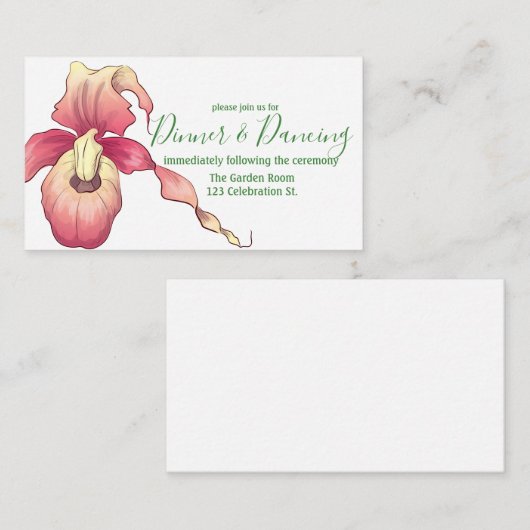 ピンクレディースリッパーオーキッドの受付 エンクロージャーカード (正面/裏面)