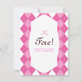 ピンクレディーズゴルフアーガイル柄のパーティー 招待状 (正面)