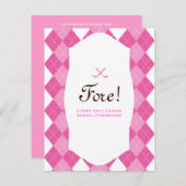 ピンクレディーズゴルフアーガイル柄のパーティー 招待状 (正面/裏面)