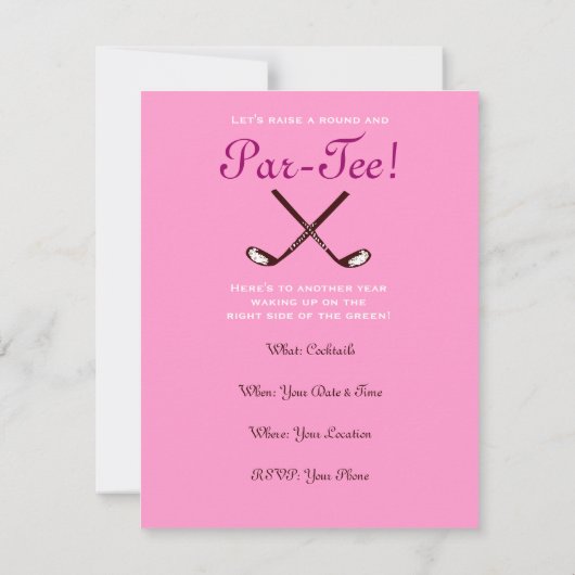 ピンクレディーズゴルフアーガイル柄のパーティー 招待状 (裏面)