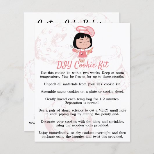 ピンクレディーベーカリーの手作りクッキーキットの説明 (正面/裏面)