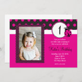 ピンクレディー虫の誕生日の招待状 招待状 (正面/裏面)