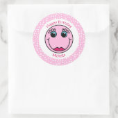 ピンクレディ顔パーソナライズされた誕生日 ラウンドシール (バッグ)