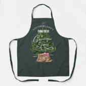 ピンクレトロおもしろいヴィンテージファームフレッシュツリーモノグラム エプロン (正面)