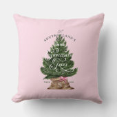 ピンクレトロおもしろいヴィンテージファームフレッシュツリーモノグラム クッション (正面)