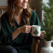 ピンクレトロおもしろいヴィンテージファームフレッシュツリーモノグラム コーヒーマグカップ