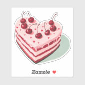 ピンクレトロさくらんぼケーキハート シール (シート)