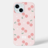 ピンクレトロさくらんぼ名前をカスタムするモノグラム Case-Mate iPhoneケース (裏面)