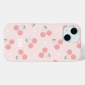 ピンクレトロさくらんぼ名前をカスタムするモノグラム Case-Mate iPhoneケース (裏面 (横))