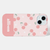 ピンクレトロさくらんぼ名前をカスタムするモノグラム Case-Mate iPhoneケース (裏面 (横))