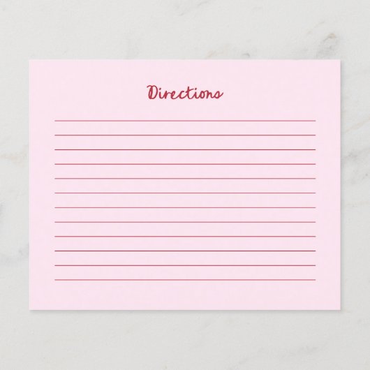 ピンクレトロさくらんぼ | ブライダルシャワーレシピカード (裏面)