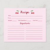 ピンクレトロさくらんぼ | ブライダルシャワーレシピカード (正面)