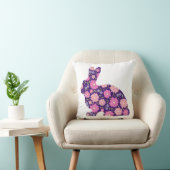 ピンクレトロのウサギと花 クッション (椅子)