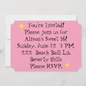 ピンクレトロのカスタマイズ可能な招待状 招待状 (裏面)