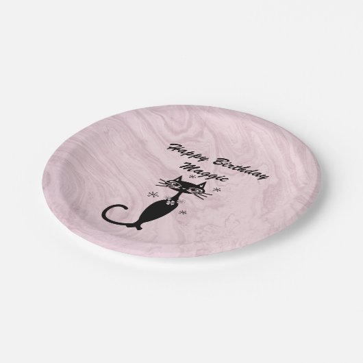 ピンクレトロアトミックパーソナライズされた紙プレート ペーパープレート (アングル)