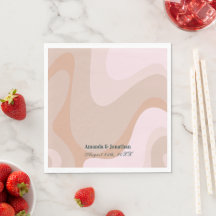 ピンクレトロウェーブモノグラム結婚ズナプキン