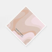 ピンクレトロウェーブモノグラム結婚ズナプキン スタンダードランチョンナプキン (角)