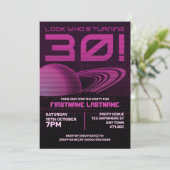 ピンクレトロウェーブ30th誕生日パーティの招待状 招待状 (スタンド正面)