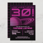 ピンクレトロウェーブ30th誕生日パーティの招待状 招待状 (正面/裏面)
