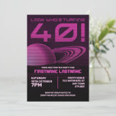 ピンクレトロウェーブ40th誕生日パーティの招待状 招待状 (スタンド正面)