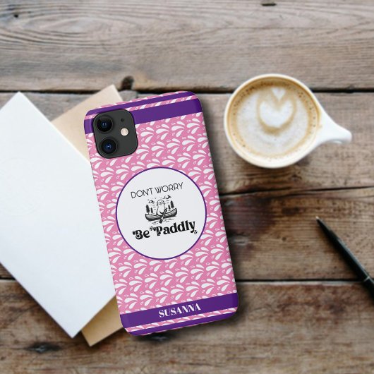 ピンクレトロウオータパターンオッタカヌー名前をカスタムする Case-Mate iPhoneケース