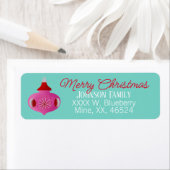 ピンクレトロオーナメントクリスマス ラベル (インサイチュ)