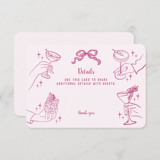 ピンクレトロカクテルパーティー詳細挿入 エンクロージャーカード (正面/裏面)