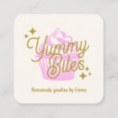 ピンクレトロカップケーキベイカー スクエア名刺 (正面)