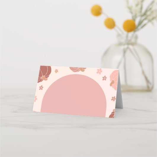 ピンクレトロカボチャ第1誕生日食品ラベル 予約カード (正面)