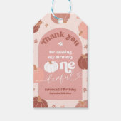 ピンクレトロカボチャ1st誕生日サンキューサンキューラベル ギフトタグ (正面)