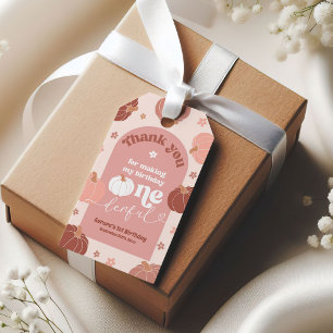 ピンクレトロカボチャ1st誕生日サンキューサンキューラベル ギフトタグ