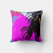 ピンクレトロカラフル夏期ビーチパームツリーズ クッション (裏面)