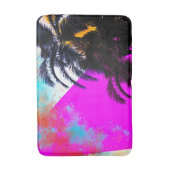 ピンクレトロカラフル夏期ビーチパームツリーズ バスマット (正面縦)