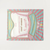 ピンクレトロカーニバル誕生日バックドロップ タペストリー (正面(横))