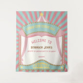 ピンクレトロカーニバル誕生日バックドロップ タペストリー (正面)