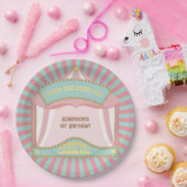 ピンクレトロカーニバル誕生日招待状 ペーパープレート (パーティー)