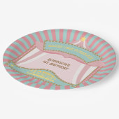 ピンクレトロカーニバル誕生日招待状 ペーパープレート (アングル)