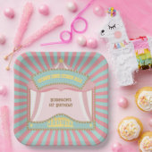 ピンクレトロカーニバル誕生日招待状 ペーパープレート (パーティー)