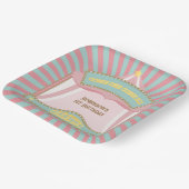 ピンクレトロカーニバル誕生日招待状 ペーパープレート (傾斜あり)