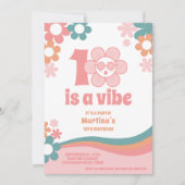 ピンクレトロガール10thバースデーパーティーへの招待 招待状 (正面)
